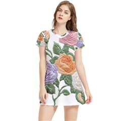Embroidery Roses Floral Design Women s Sports Skirt by Sabxi