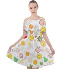 Pattern Seamless Texture Fruit Cut Out Shoulders Dress by Sabxi