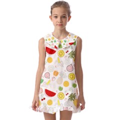 Pattern Seamless Texture Fruit Kids  Pilgrim Collar Ruffle Hem Dress by Sabxi