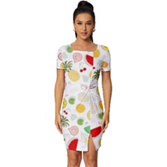 Pattern Seamless Texture Fruit Fitted Knot Split End Bodycon Dress by Sabxi