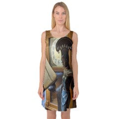 Clock And Lady Sleeveless Satin Nightdress by bestdesignintheworld
