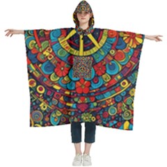 Peace Abstract Pattern Creative Drawing Women s Hooded Rain Ponchos by Posterlux