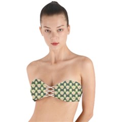 Retro 1880s Flowers Pattern 15 Twist Bandeau Bikini Top by violetheavensky