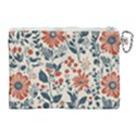 Retro Scandinavian Nordic Flowers Pattern Canvas Cosmetic Bag (XL) View2