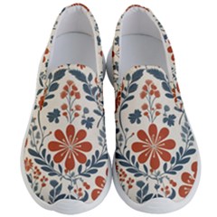 Retro Scandinavian Nordic Flowers Pattern 3 Men s Lightweight Slip Ons by violetheavensky