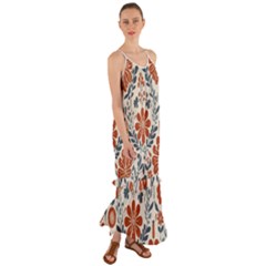 Retro Scandinavian Nordic Flowers Pattern 3 Cami Maxi Ruffle Chiffon Dress by violetheavensky