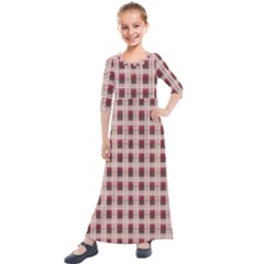 Retro 60s 50s Plaid Pattern 2 Kids  Quarter Sleeve Maxi Dress by violetheavensky