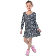 Gothic Leaf Pattern 2 Kids  Long Sleeve Velvet Dress by violetheavensky