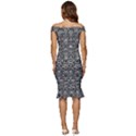 Gothic Leaf Pattern 2 Off Shoulder Ruffle Split Hem Bodycon Dress View4