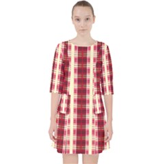 Retro 60s 50s Plaid Pattern 4 Quarter Sleeve Pocket Dress by violetheavensky