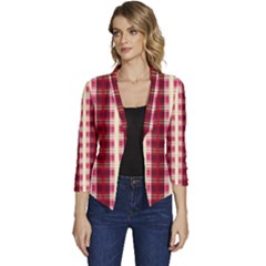 Retro 60s 50s Plaid Pattern 4 Women s Casual 3/4 Sleeve Spring Jacket by violetheavensky