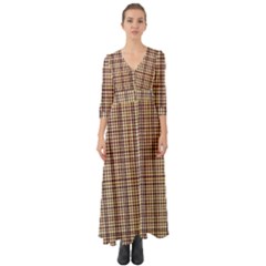 Retro 60s 50s Plaid Pattern 3 Button Up Boho Maxi Dress by violetheavensky