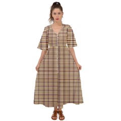 Retro 60s 50s Plaid Pattern 3 Kimono Sleeve Boho Dress by violetheavensky