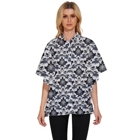 Gothic Leaf Pattern Women s Batwing Button Up Shirt by violetheavensky