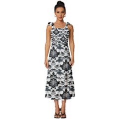 Gothic Leaf Pattern Tie-strap Tiered Midi Chiffon Dress by violetheavensky