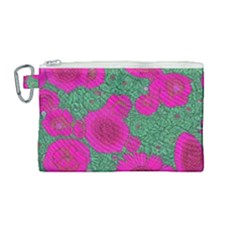 Mid Century Retro Floral 1970s 1960s Pattern 97 Canvas Cosmetic Bag (medium) by violetheavensky