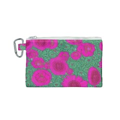 Mid Century Retro Floral 1970s 1960s Pattern 97 Canvas Cosmetic Bag (small) by violetheavensky
