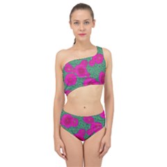 Mid Century Retro Floral 1970s 1960s Pattern 97 Spliced Up Two Piece Swimsuit by violetheavensky