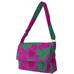 Mid Century Retro Floral 1970s 1960s Pattern 97 Full Print Messenger Bag (l) by violetheavensky