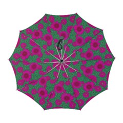 Mid Century Retro Floral 1970s 1960s Pattern 97 Automatic Folding Umbrella With Case (large) by violetheavensky