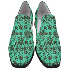 Mid Century Retro Floral 1970s 1960s Pattern 102 Women Slip On Heel Loafers by violetheavensky