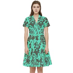 Mid Century Retro Floral 1970s 1960s Pattern 102 Short Sleeve Waist Detail Dress by violetheavensky