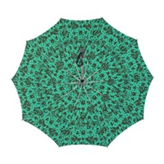 Mid Century Retro Floral 1970s 1960s Pattern 102 Automatic Folding Umbrella With Case (large) by violetheavensky