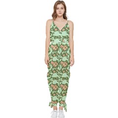 Retro 1880s Flowers Pattern 5 Sleeveless Tie Ankle Chiffon Jumpsuit by violetheavensky