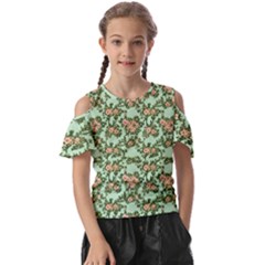 Retro 1880s Flowers Pattern 5 Kids  Butterfly Cutout T-shirt by violetheavensky