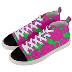 Mid Century Retro Floral 1970s 1960s Pattern 98 Men s Mid-top Canvas Sneakers by violetheavensky