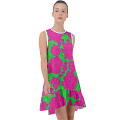 Mid Century Retro Floral 1970s 1960s Pattern 98 Frill Swing Dress by violetheavensky