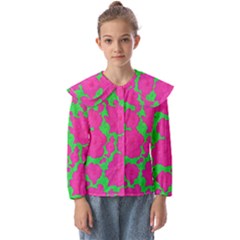 Mid Century Retro Floral 1970s 1960s Pattern 98 Kids  Peter Pan Collar Blouse by violetheavensky