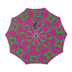 Mid Century Retro Floral 1970s 1960s Pattern 98 Automatic Folding Umbrella With Case (large) by violetheavensky
