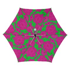 Mid Century Retro Floral 1970s 1960s Pattern 98 Automatic Folding Umbrella With Case (small) by violetheavensky