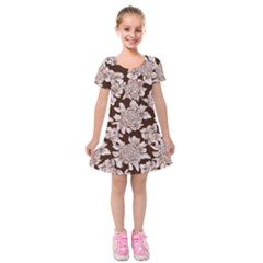 Mid Century Retro Floral 1970s 1960s Pattern 106 Kids  Short Sleeve Velvet Dress by violetheavensky
