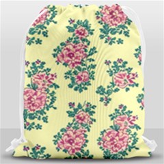 Retro 1880s Flowers Pattern 8 Drawstring Bag (large) by violetheavensky