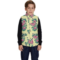 Retro 1880s Flowers Pattern 8 Kid s Button Up Puffer Vest by violetheavensky