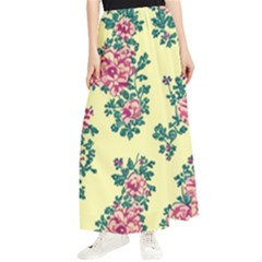 Retro 1880s Flowers Pattern 8 Maxi Chiffon Skirt by violetheavensky
