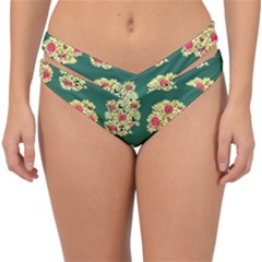 Retro 1880s Flowers Pattern 6 Double Strap Halter Bikini Bottoms by violetheavensky