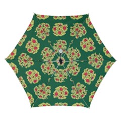Retro 1880s Flowers Pattern 6 Automatic Folding Umbrella With Case (small) by violetheavensky