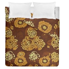 Mid Century Retro Floral 1970s 1960s Pattern 95 Duvet Cover Double Side (queen Size) by violetheavensky