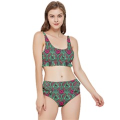 Retro 1880s Flowers Pattern 3 Frilly Bikini Set by violetheavensky