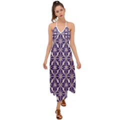 Royal Fractal Pattern 4 Halter Tie Back Dress  by violetheavensky