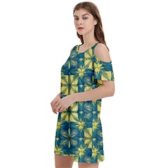Royal Fractal Pattern 2 Women s Cold Shoulder Round Neck Mini Dress by violetheavensky