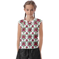 Retro 1880s Flowers Pattern 2 Kids  Raglan Cap Sleeve T-shirt by violetheavensky
