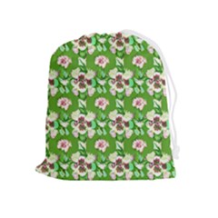 Retro 1880s Flowers Pattern 4 Drawstring Pouch (xl) by violetheavensky