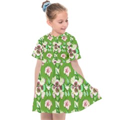 Retro 1880s Flowers Pattern 4 Kids  Sailor Dress by violetheavensky
