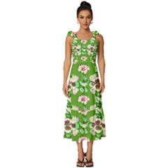 Retro 1880s Flowers Pattern 4 Tie-strap Tiered Midi Chiffon Dress by violetheavensky