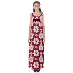 Retro 1880s Flowers Pattern Empire Waist Maxi Dress by violetheavensky
