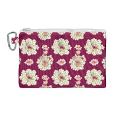 Retro 1880s Flowers Pattern Canvas Cosmetic Bag (large) by violetheavensky